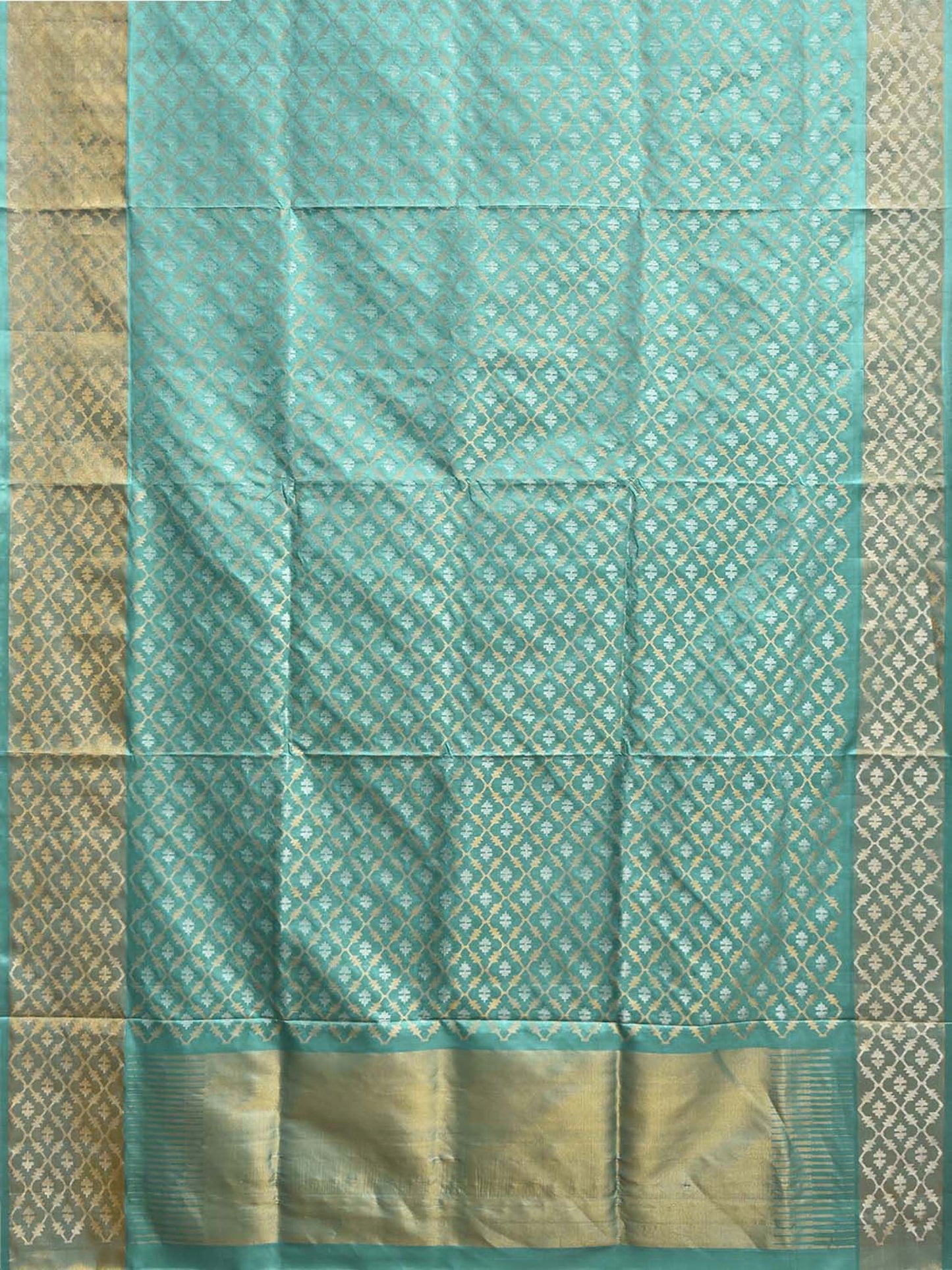 Light Turquoise Uppada Silk Handloom Saree with All Over Jamdani Design u2536