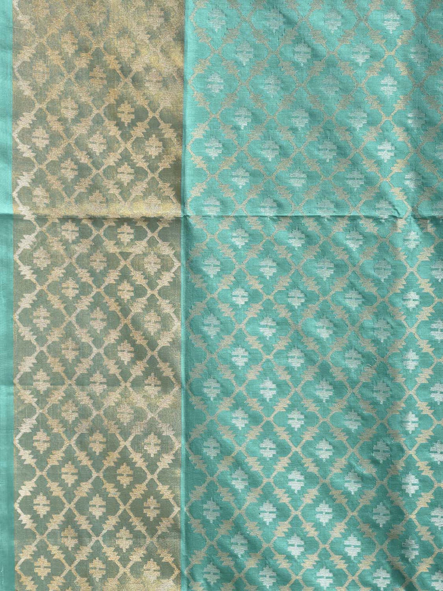 Light Turquoise Uppada Silk Handloom Saree with All Over Jamdani Design u2536