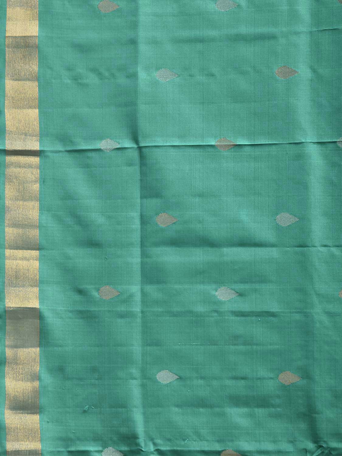 Light Green Uppada Pure Silk Handloom Saree with Birds and Grill Pallu Design u2538
