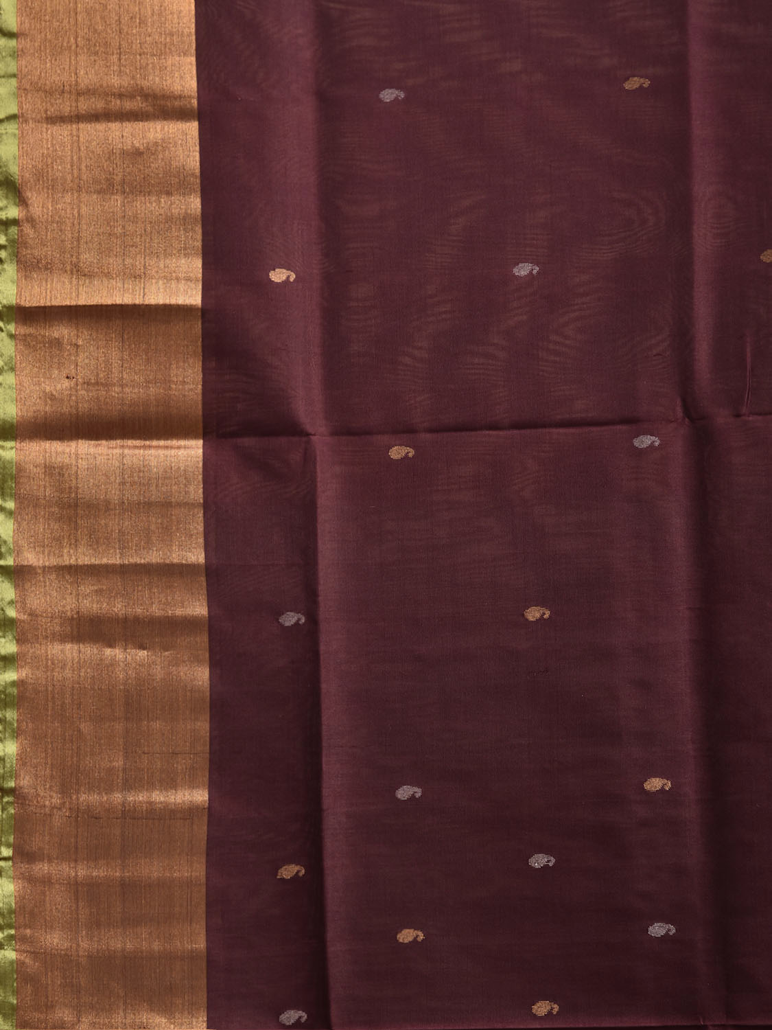 Brown and Green Uppada Pure Silk Handloom Saree with Floral and Peacock Pallu Design u2540