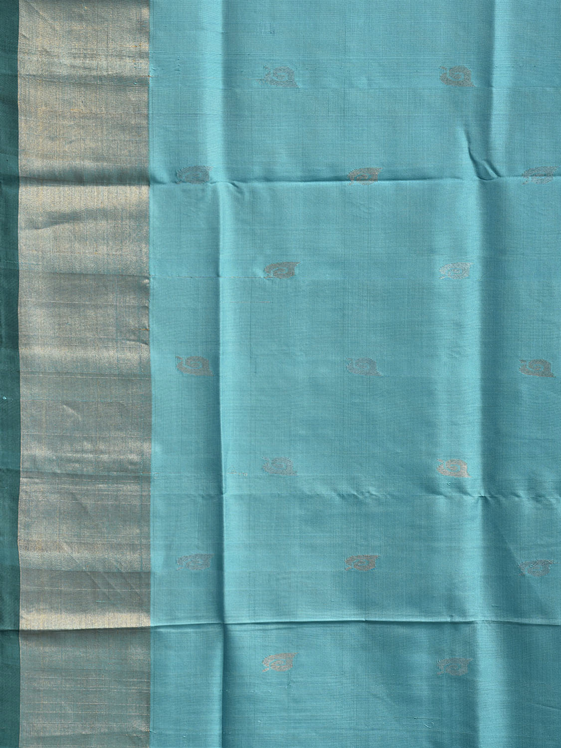 Light Blue and Dark Green Uppada Pure Silk Handloom Saree with Peacocks Pallu Design u2541