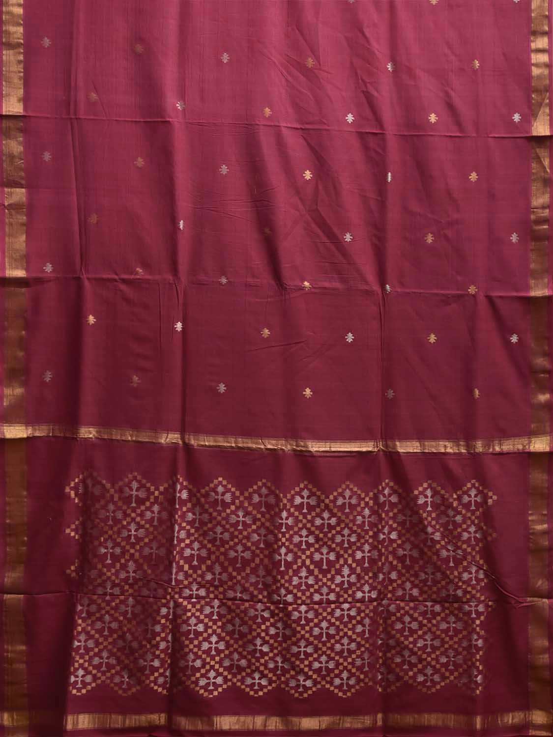 Dark Red Uppada Cotton Handloom Saree with Jamdani Pallu Design u2542