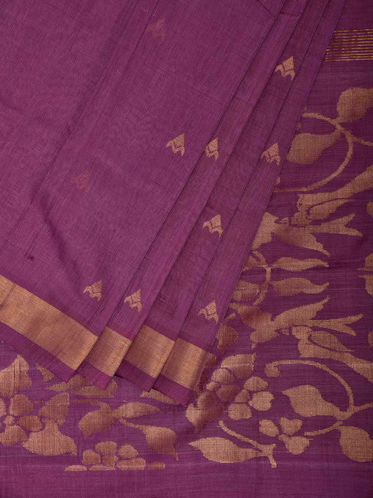 Purple Uppada Cotton Handloom Saree with Floral Pallu Design u2543