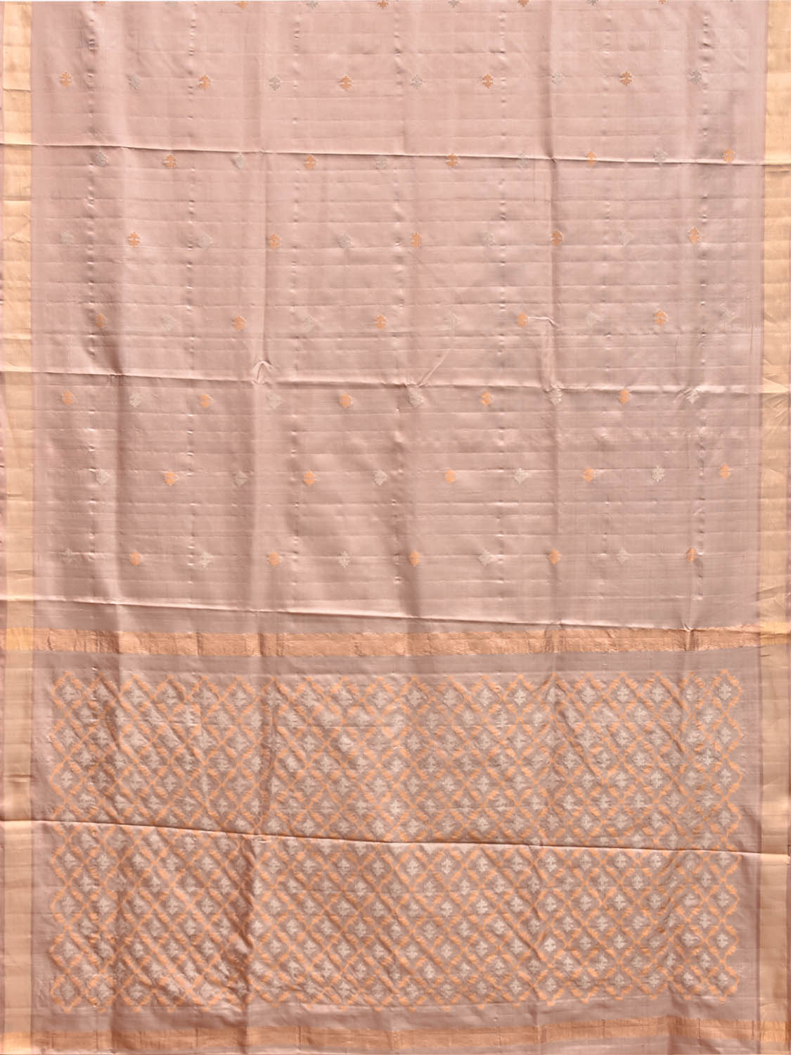 Cream Uppada Pure Silk Handloom Saree with Jamdani Pallu Design u2546