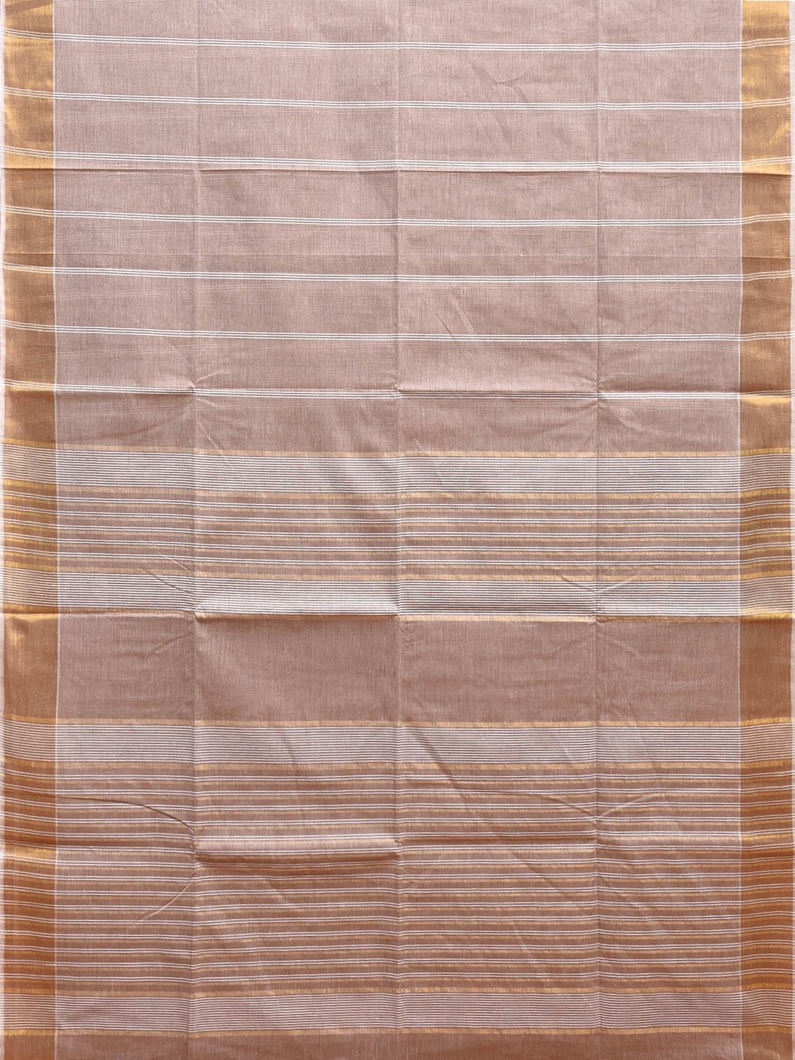 Cream Venkatagiri Cotton Saree with Strips Body and Pallu Design v0092