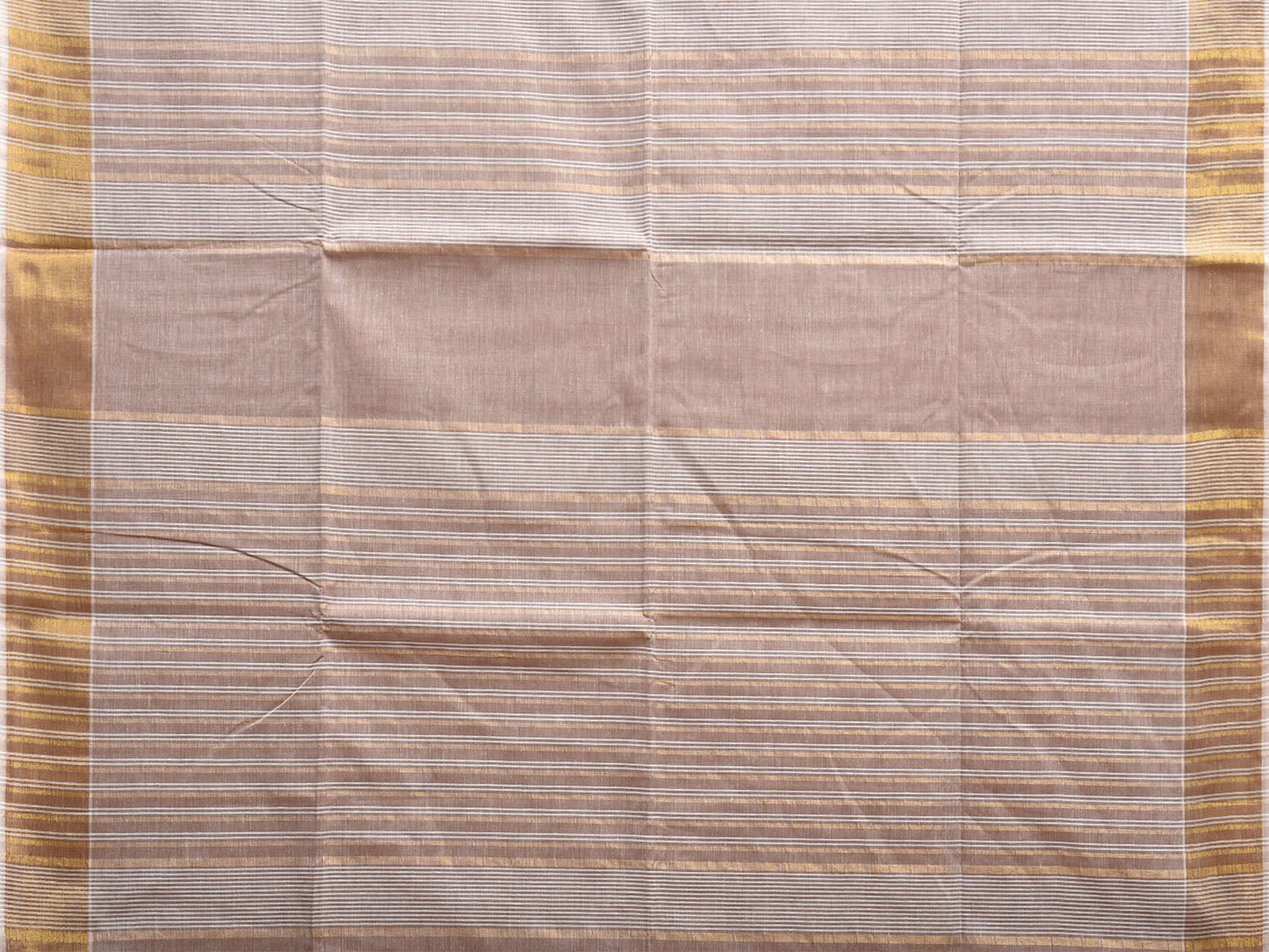 Cream Venkatagiri Cotton Saree with Strips Body and Pallu Design v0092