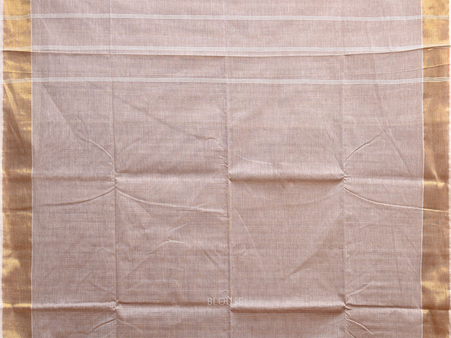 Cream Venkatagiri Cotton Saree with Strips Body and Pallu Design v0092