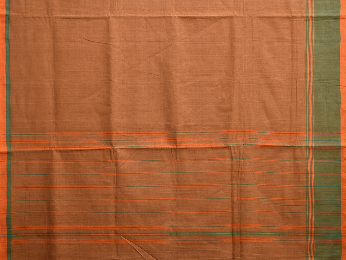 Olive and Green Venkatagiri Cotton Plain Saree with Strips Pallu Design v0093