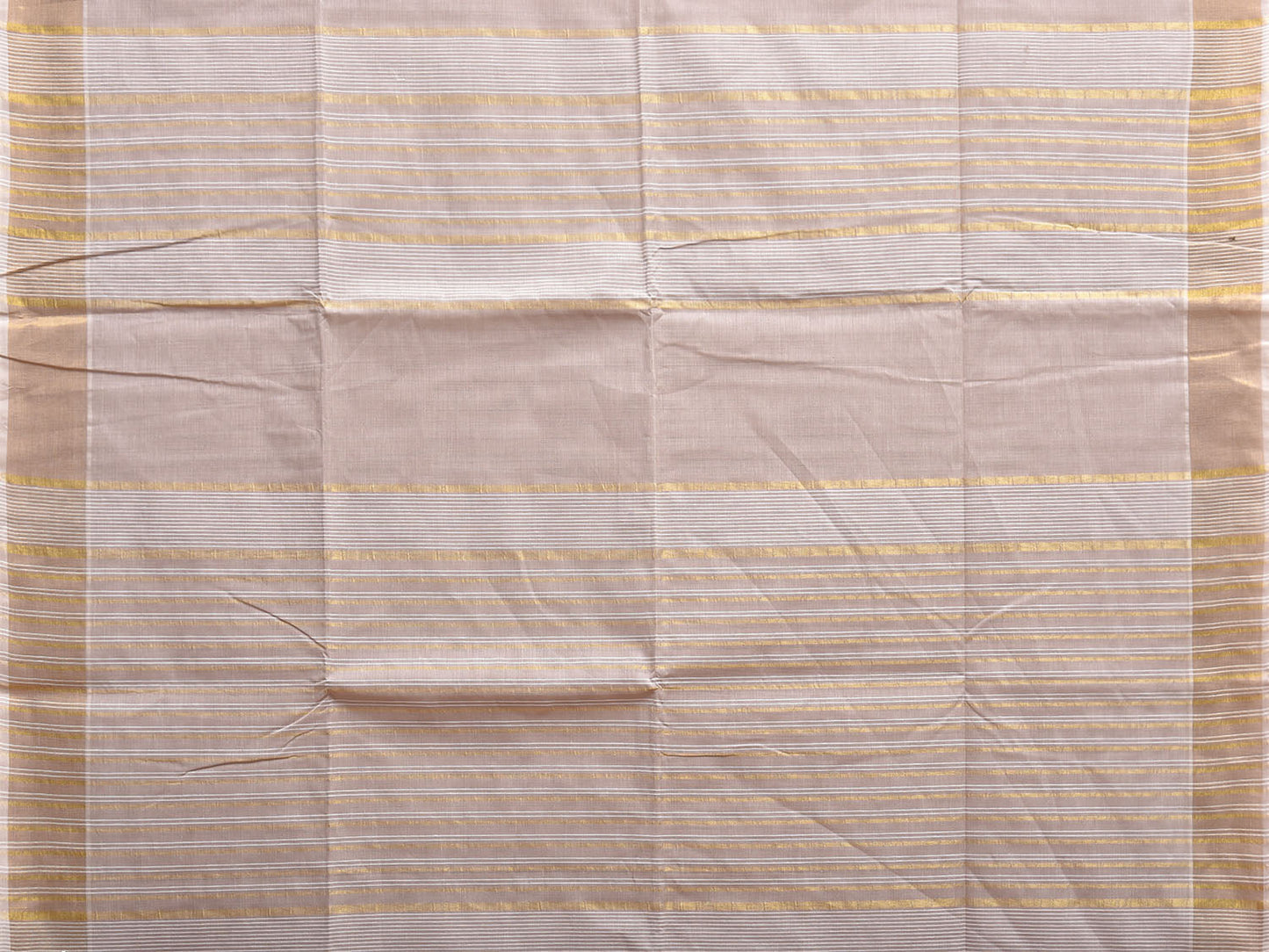 Cream Venkatagiri Cotton Saree with Strips Body and Pallu Design v0094