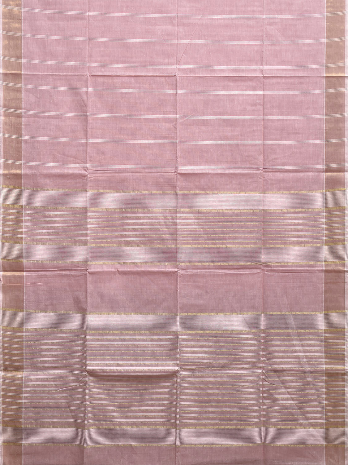 Light Pink Venkatagiri Cotton Saree with Strips Body and Pallu Design v0148