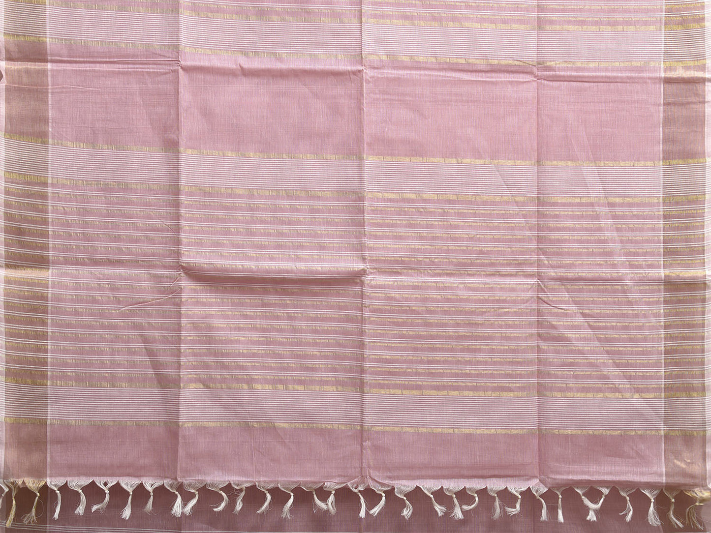 Light Pink Venkatagiri Cotton Saree with Strips Body and Pallu Design v0148