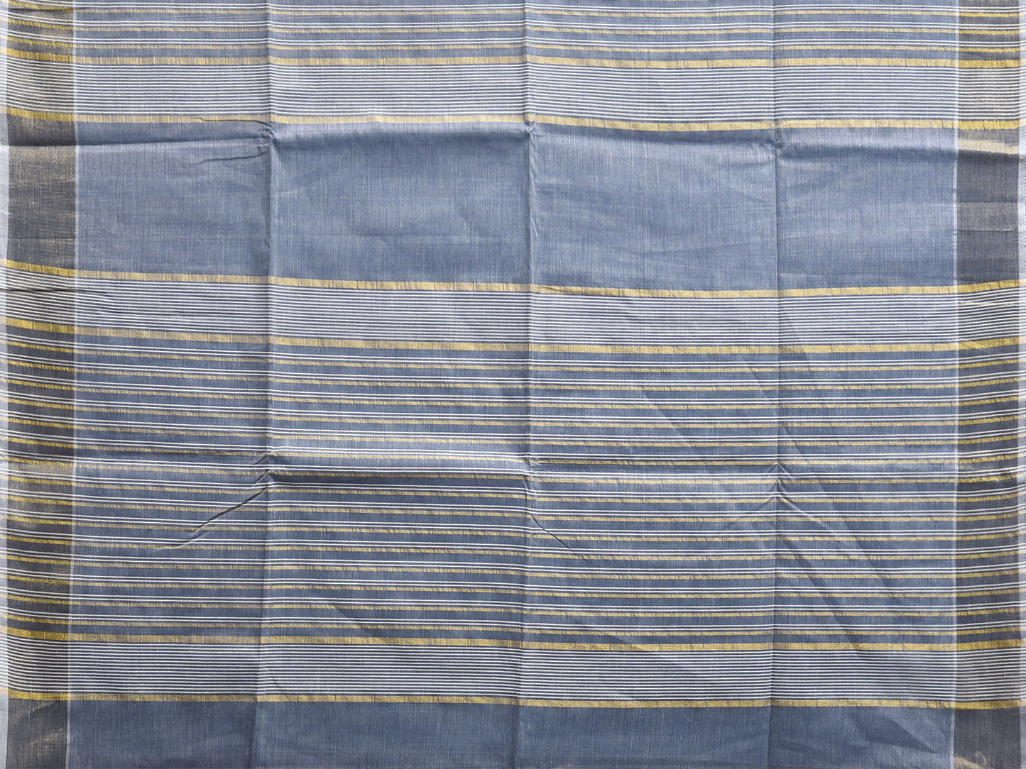 Blue Grey Venkatagiri Cotton Saree with Strips Body and Pallu Design v0150