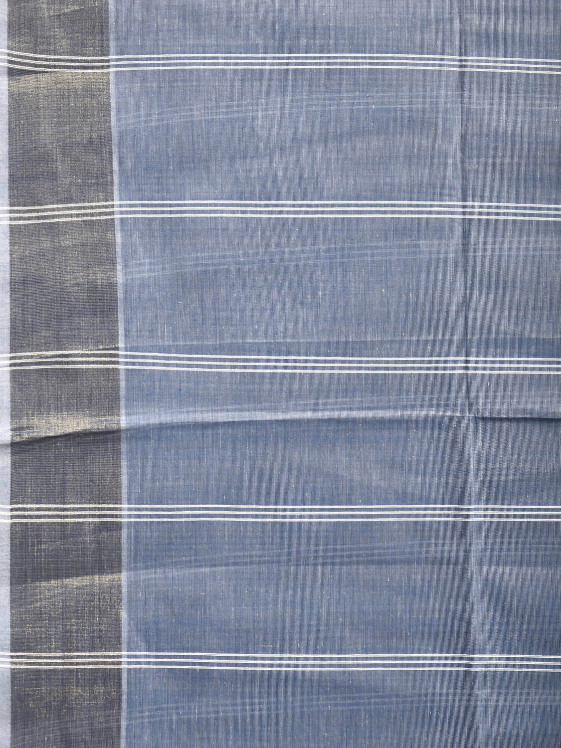 Blue Grey Venkatagiri Cotton Saree with Strips Body and Pallu Design v0150