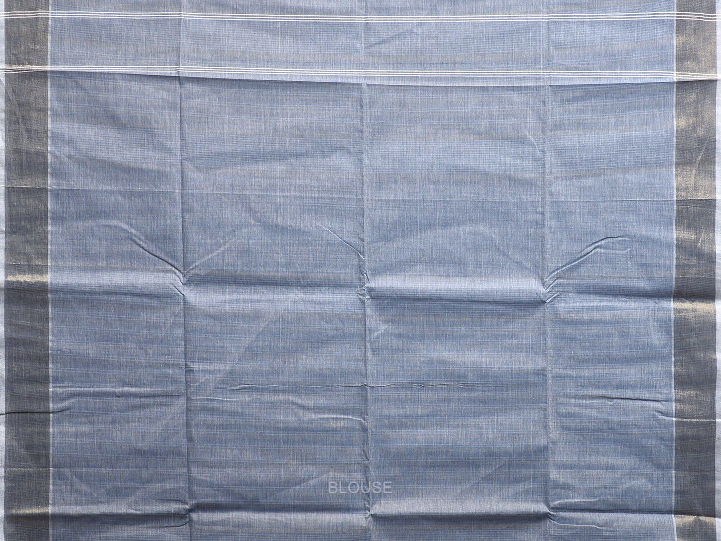 Blue Grey Venkatagiri Cotton Saree with Strips Body and Pallu Design v0150