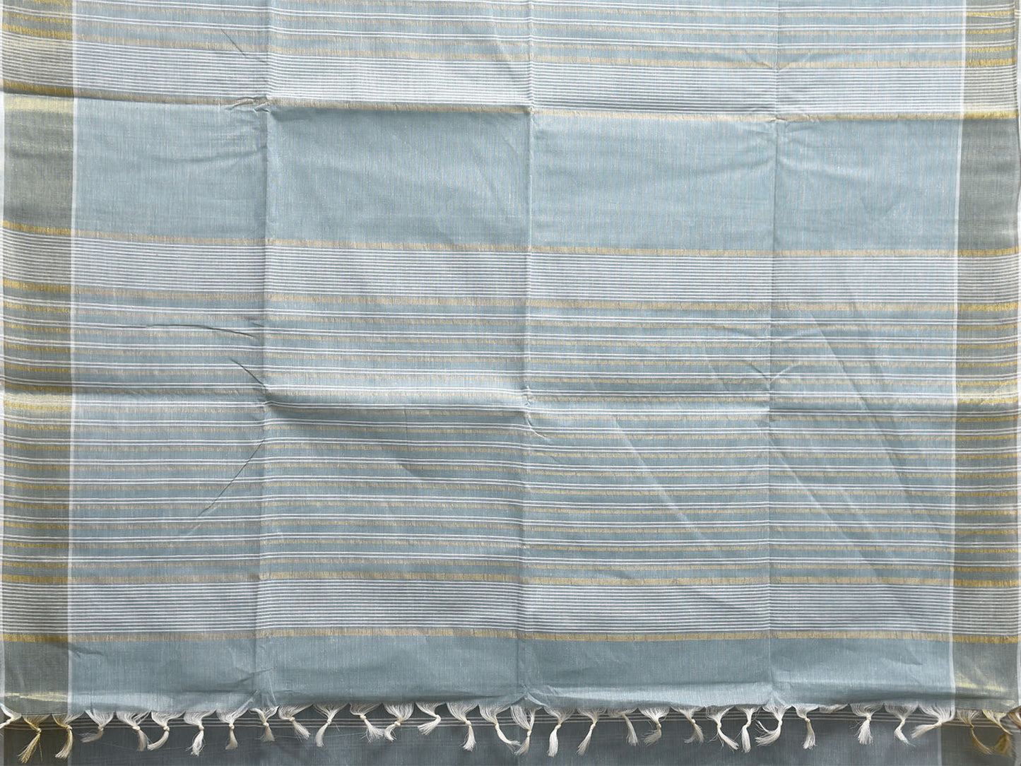 Light Turquoise Venkatagiri Cotton Saree with Strips Body and Pallu Design v0152