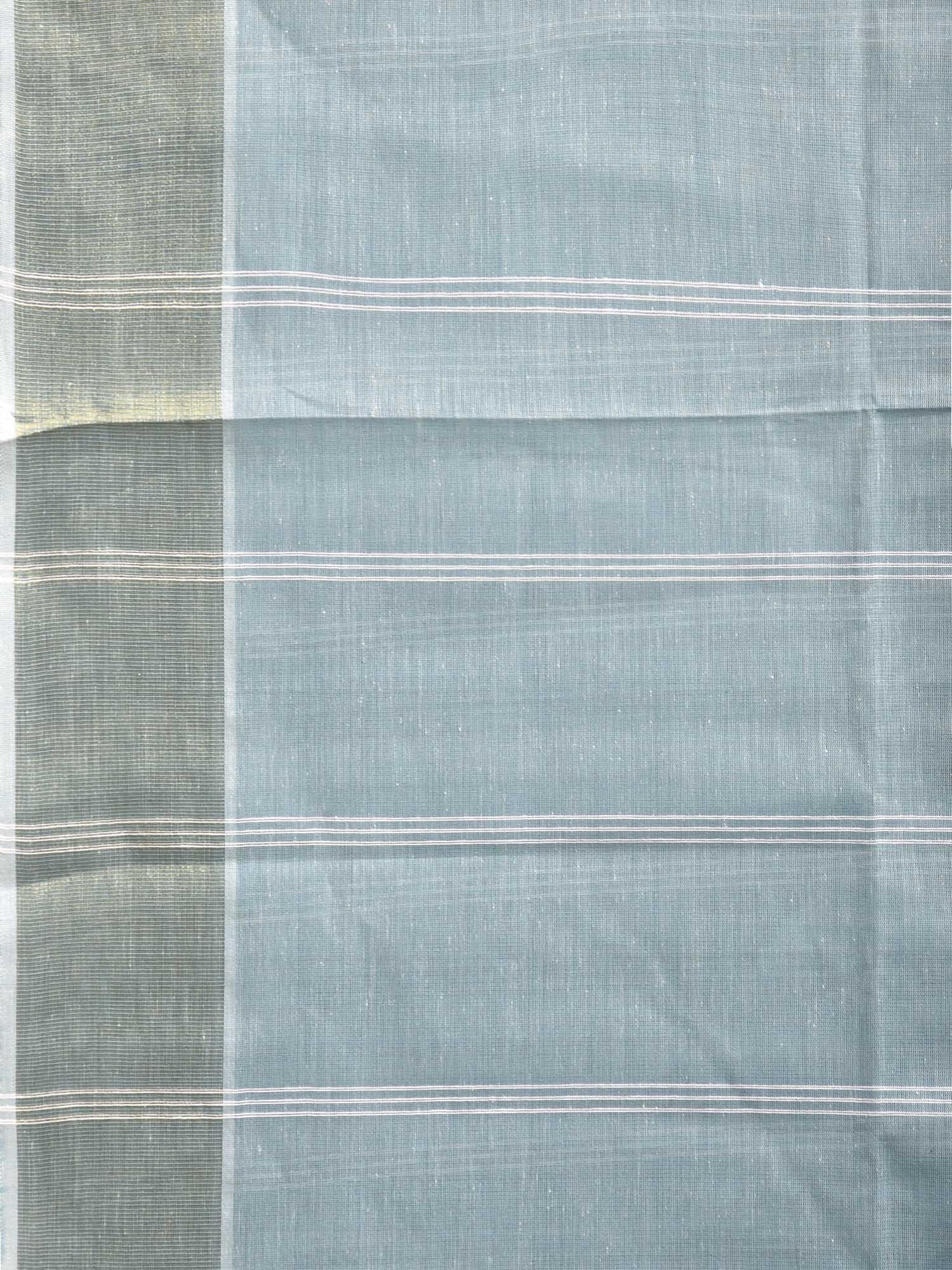 Light Turquoise Venkatagiri Cotton Saree with Strips Body and Pallu Design v0152