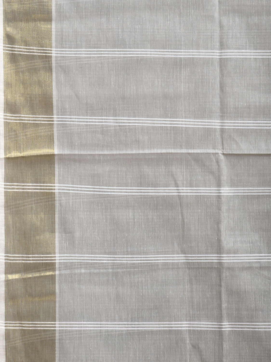 Light Grey Venkatagiri Cotton Saree with Strips Body and Pallu Design v0153