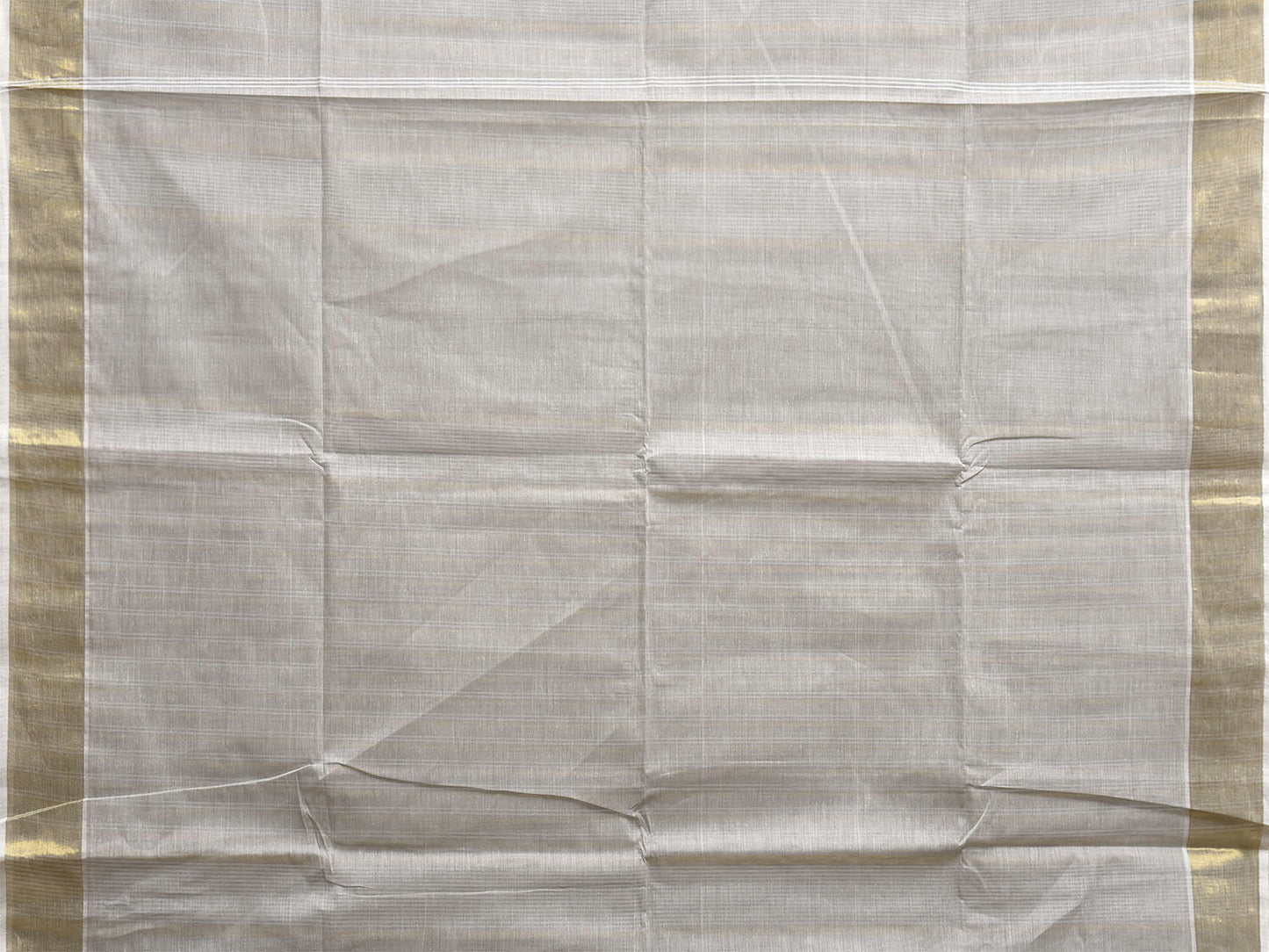 Light Grey Venkatagiri Cotton Saree with Strips Body and Pallu Design v0153