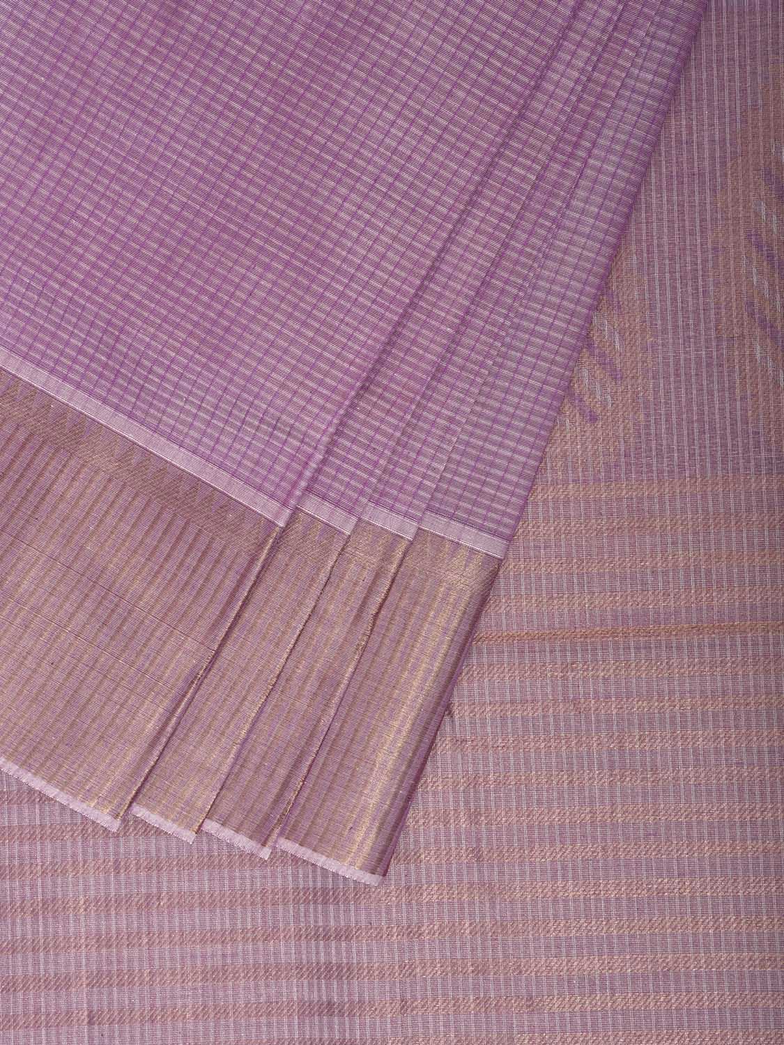 Pink Venkatagiri Cotton Saree with Checks and Mango Pallu Design v0155