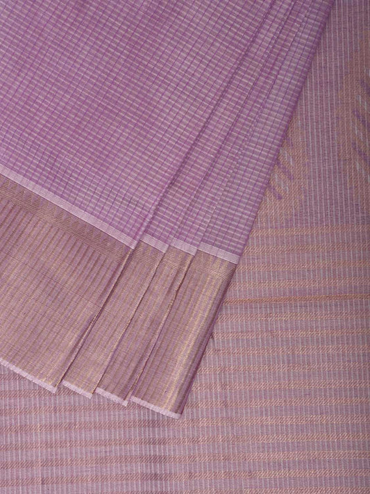 Pink Venkatagiri Cotton Saree with Checks and Mango Pallu Design v0155