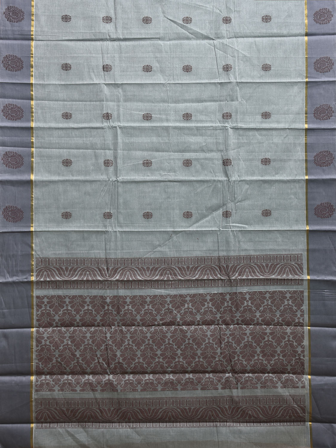 Sea Blue Venkatagiri Cotton Saree with Body Buta and Pallu Design v0158