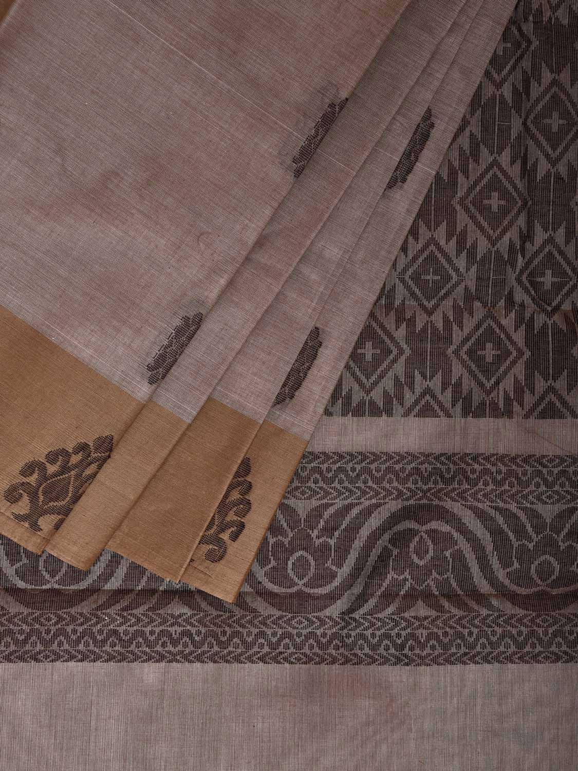 Light Fawn Venkatagiri Cotton Saree with Body Buta and Pallu Design v0159