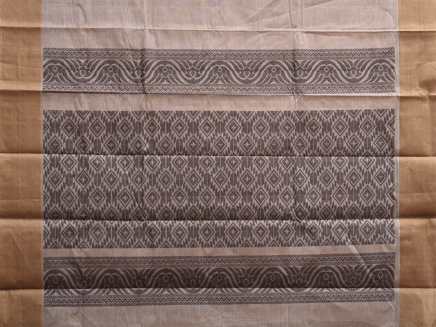 Light Fawn Venkatagiri Cotton Saree with Body Buta and Pallu Design v0159