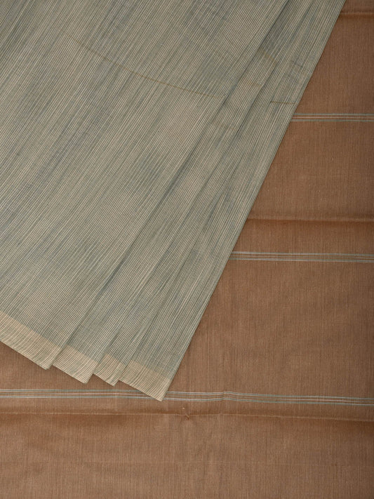 Sea Green and Fawn Venkatagiri Cotton Saree with Strips Pallu Design v0163