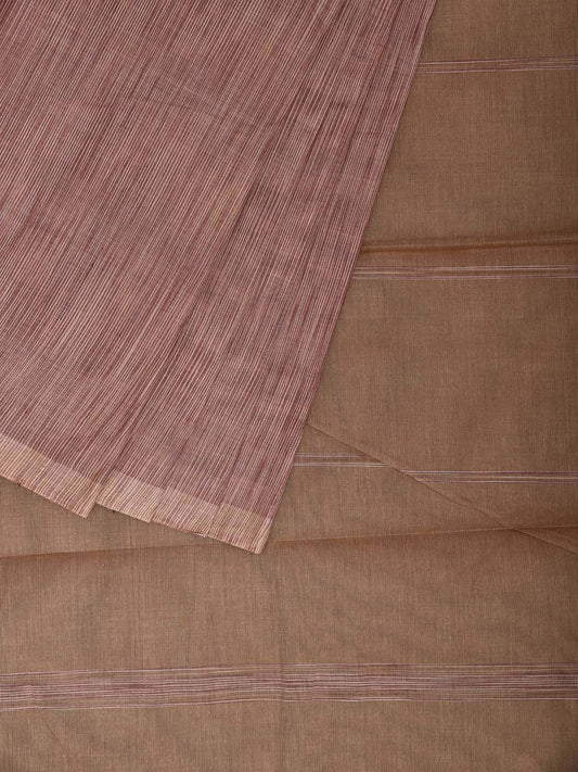 Light Peach and Fawn Venkatagiri Cotton Saree with Strips Pallu Design v0164