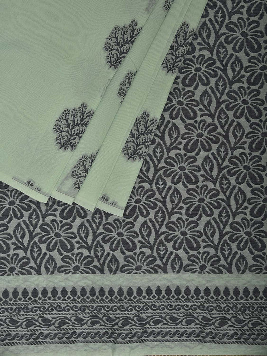 Turquoise Venkatagiri Cotton Saree with Body Buta and Pallu Design v0165