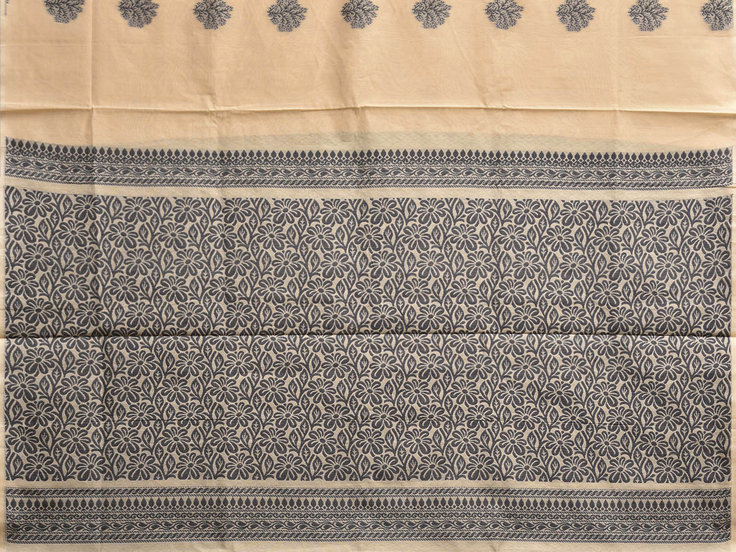 Cream Venkatagiri Cotton Saree with Body Buta and Pallu Design v0166