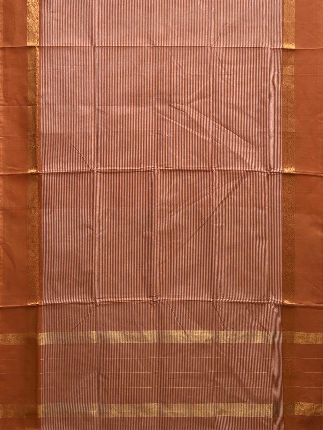 Orange Venkatagiri Cotton Saree with Strips Body and Border Design No Blouse v0170