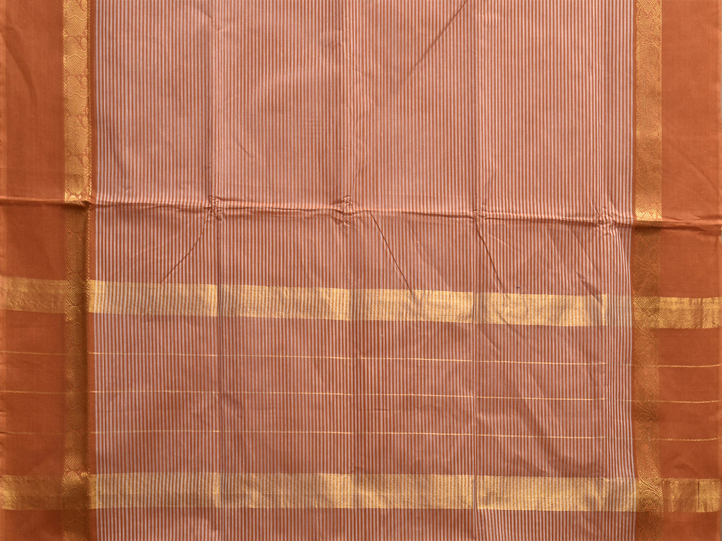 Orange Venkatagiri Cotton Saree with Strips Body and Border Design No Blouse v0170