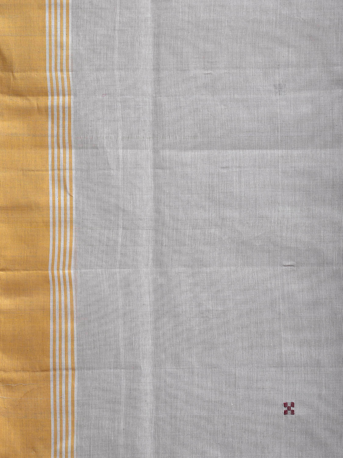 Light Grey and Yellow Venkatagiri Cotton Saree with Strips Pallu Design v0175