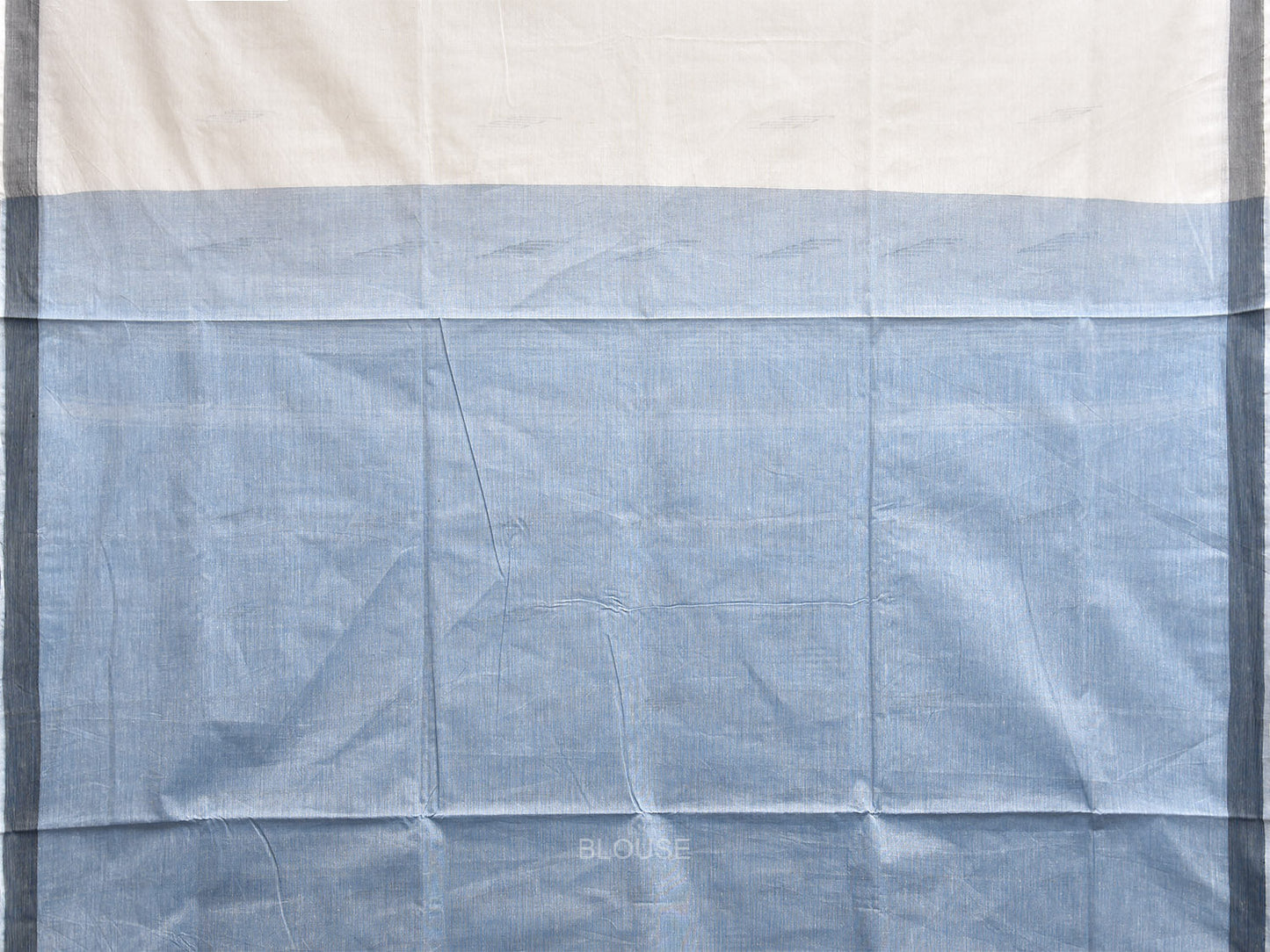 White and Blue Venkatagiri Cotton Saree with Body and Pallu Buta Design v0177