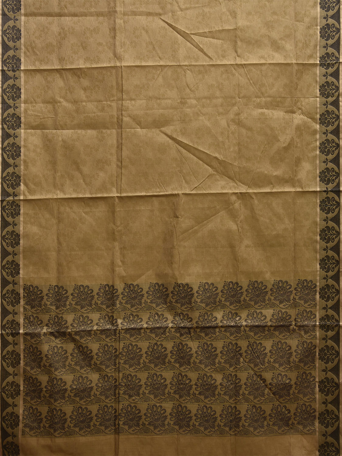 Olive and Green Venkatagiri Cotton Saree with Pallu and Border Design v0178