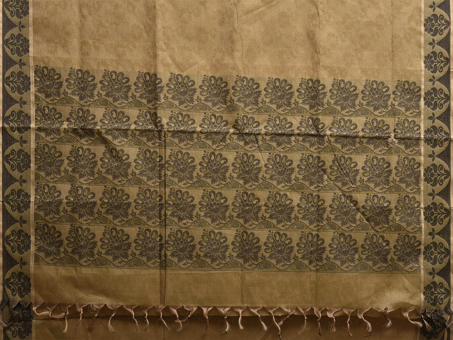 Olive and Green Venkatagiri Cotton Saree with Pallu and Border Design v0178