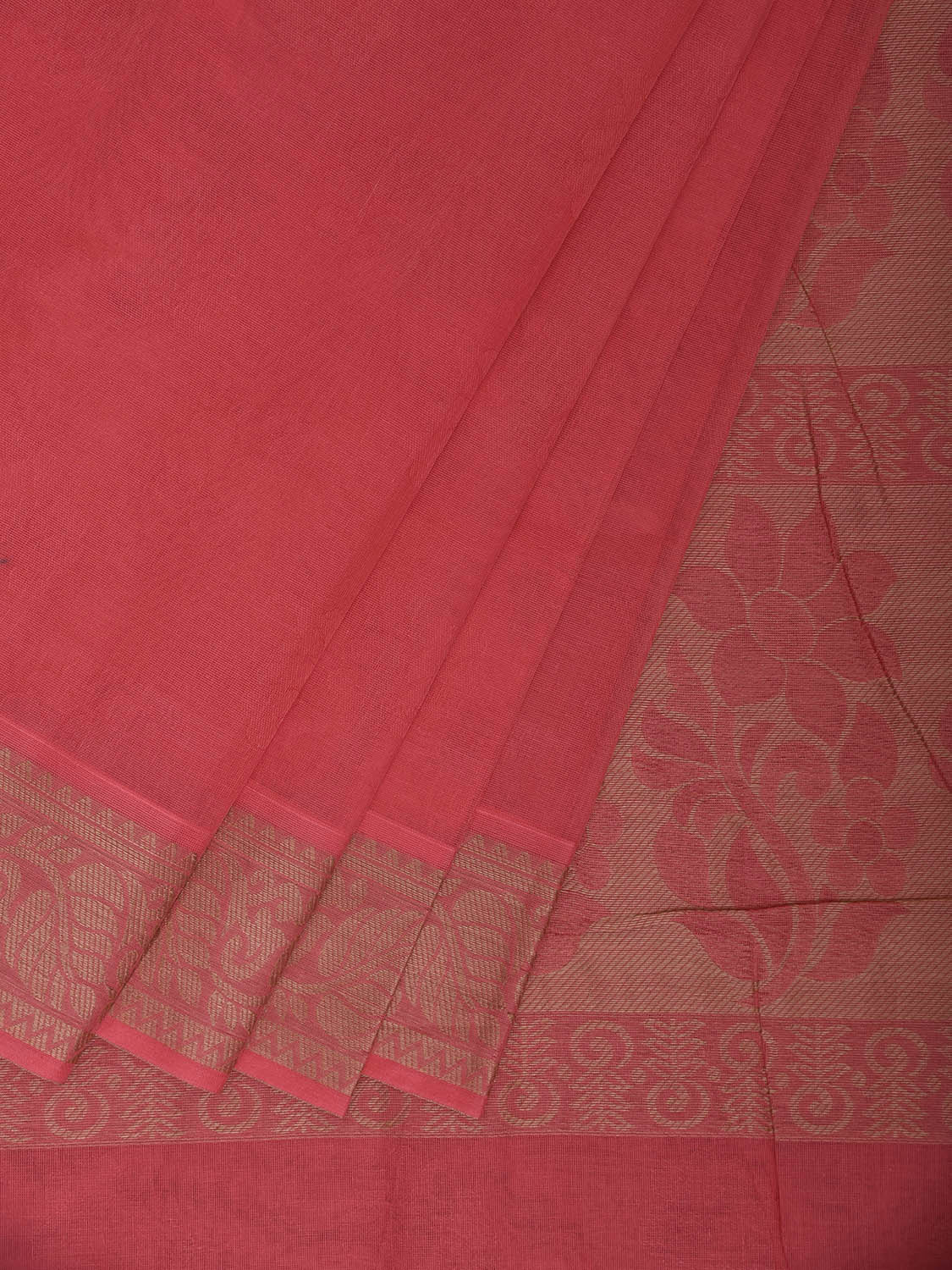Pink Venkatagiri Cotton Saree with Pallu and Border Design v0179