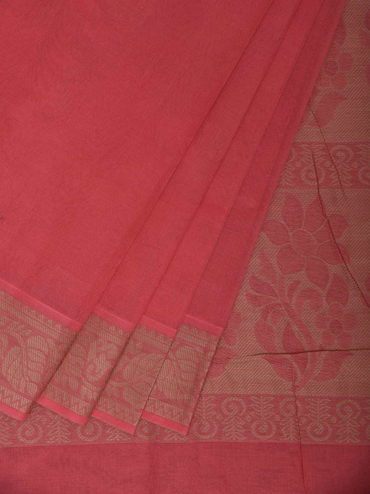 Pink Venkatagiri Cotton Saree with Pallu and Border Design v0179