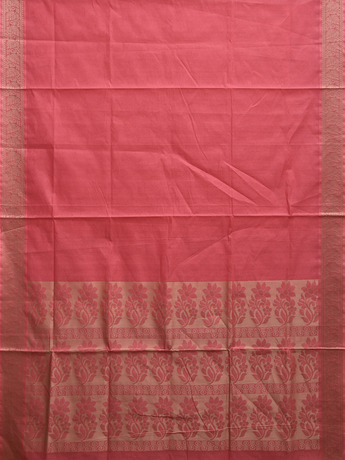 Pink Venkatagiri Cotton Saree with Pallu and Border Design v0179