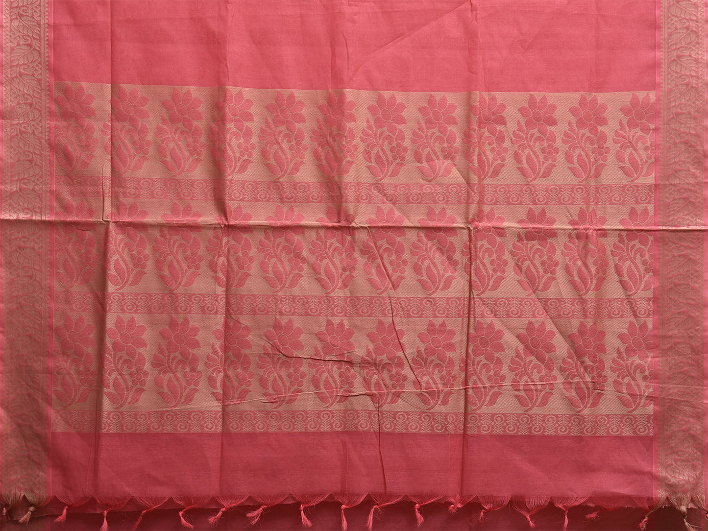 Pink Venkatagiri Cotton Saree with Pallu and Border Design v0179