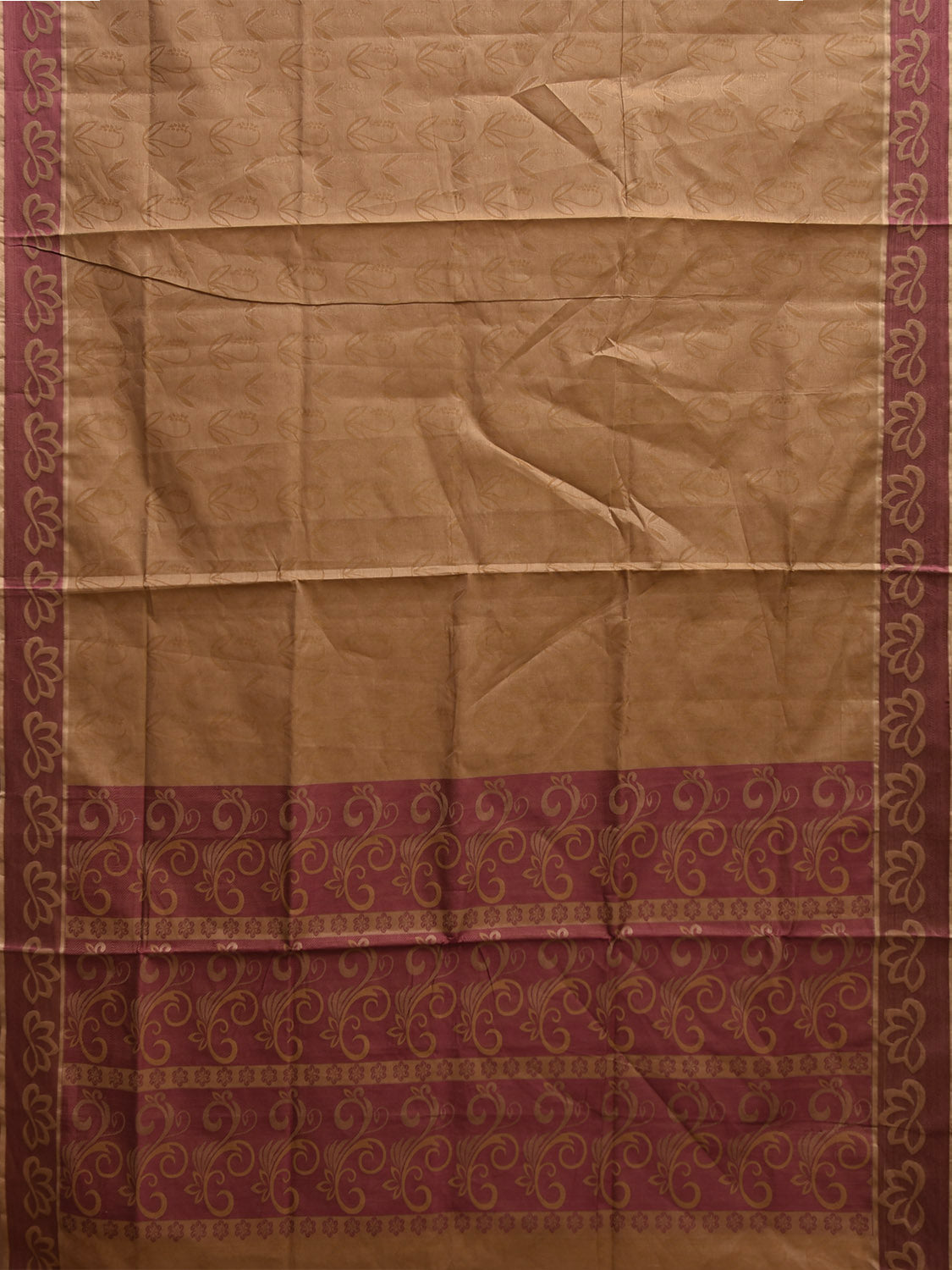 Olive and Burgundy Venkatagiri Cotton Saree with Pallu and Border Design v0180