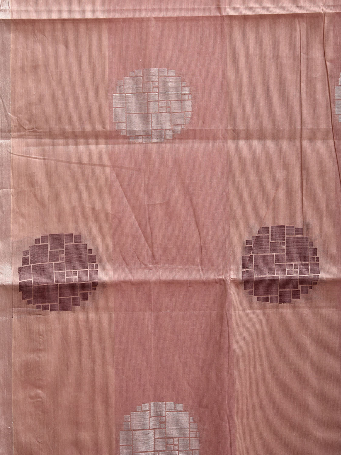 Peach Venkatagiri Cotton Saree with Body Buta and Pallu Design v0184