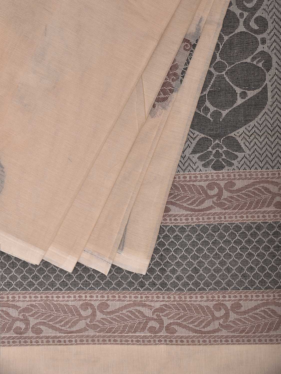 Cream Venkatagiri Cotton Saree with Body Buta and Pallu Design v0186