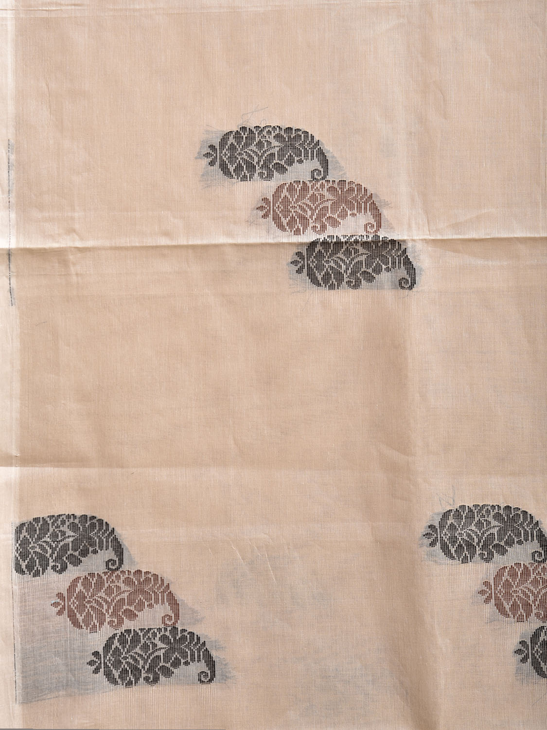 Cream Venkatagiri Cotton Saree with Body Buta and Pallu Design v0186