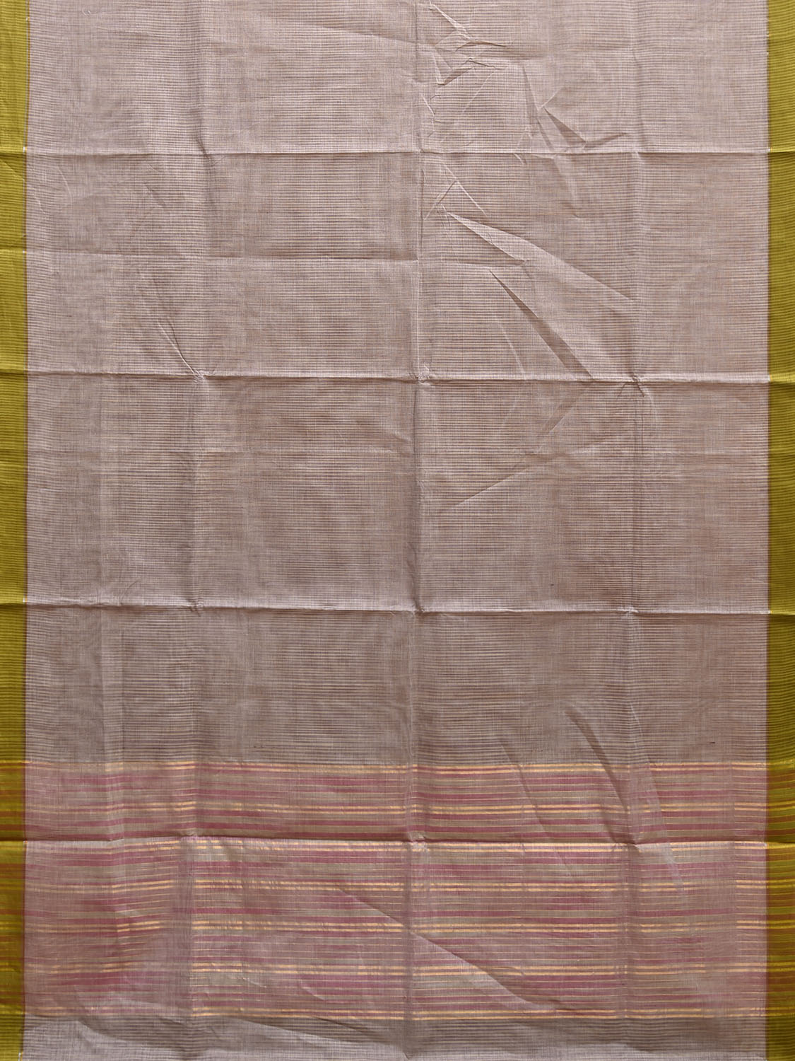 Grey Venkatagiri Cotton Saree with Body Pallu Strips Design No Blouse v0187