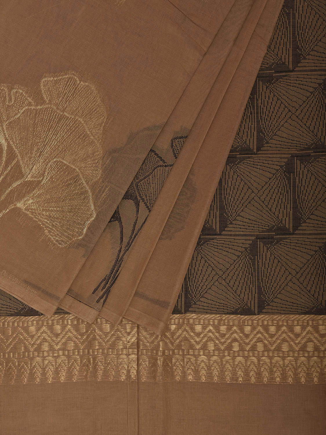 Fawn Venkatagiri Cotton Saree with Body Buta and Pallu Design v0194