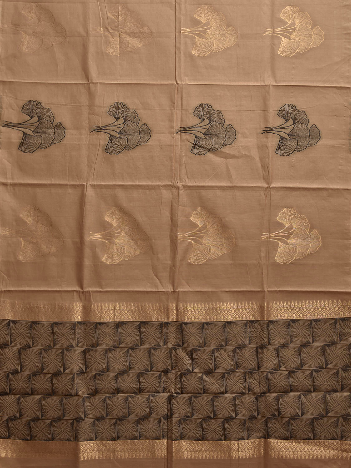 Fawn Venkatagiri Cotton Saree with Body Buta and Pallu Design v0194