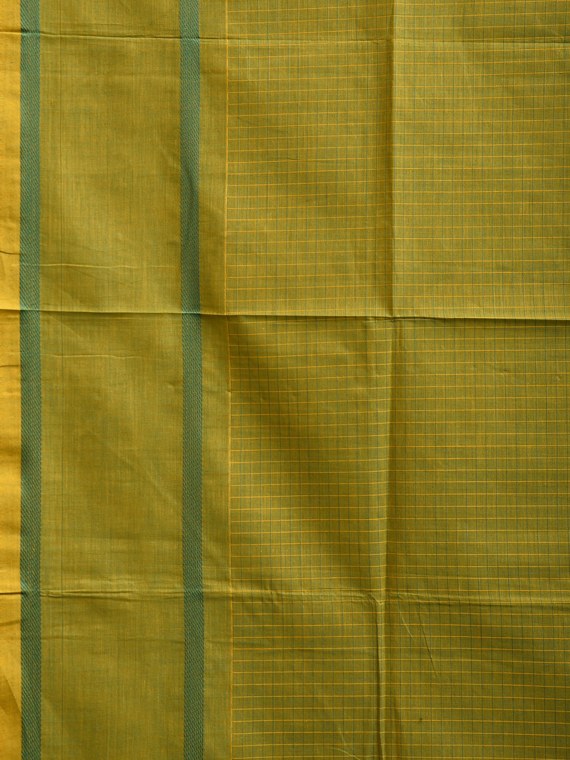 Green Venkatagiri Cotton Saree with Checks and Strips Pallu Design v0195