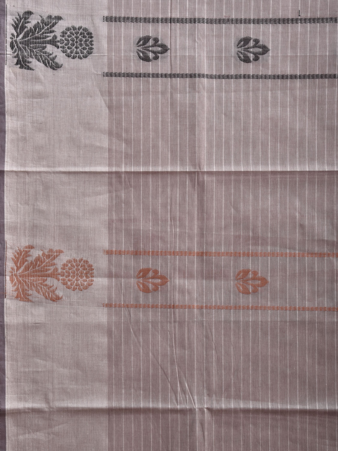 Grey Venkatagiri Cotton Saree with Floral Border and Pallu Design v0198